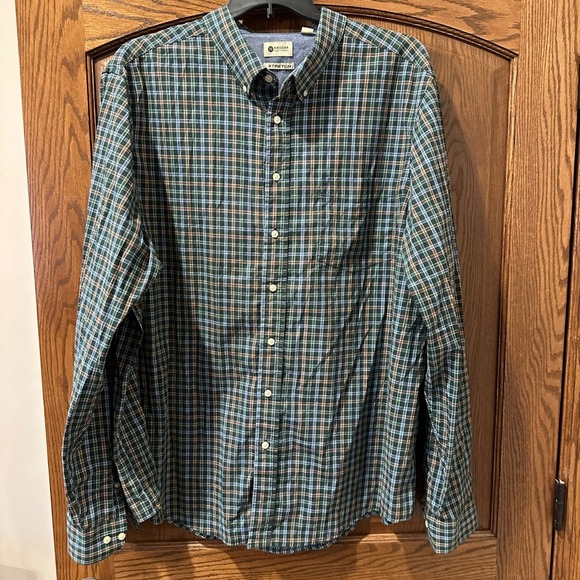 Haggar 3XLT Green Plaid Button Down Long Sleeve Stretch Casual Shirt Mens - Picture 1 of 4